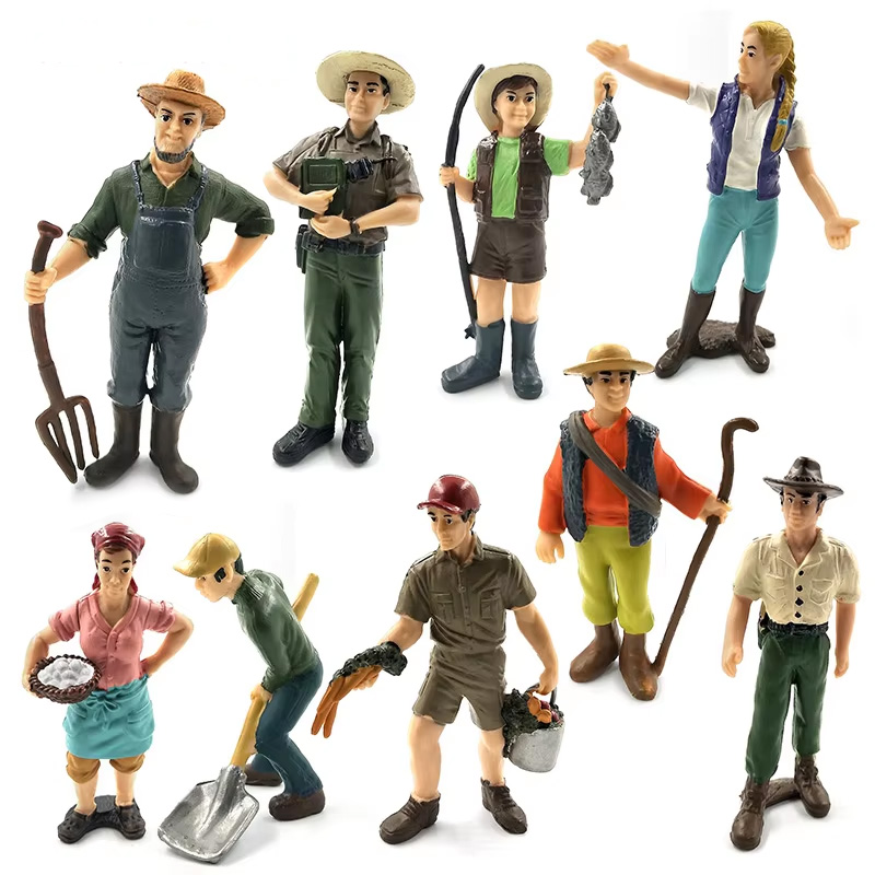 Bonsai Garden Japan - Figurines de simulation d'agriculteurs et d'ouvriers